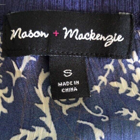 Mason + Mackenzie Size Small Sheer Blue Long Sleeve Polyester Woman's Crewneck - Picture 3 of 6